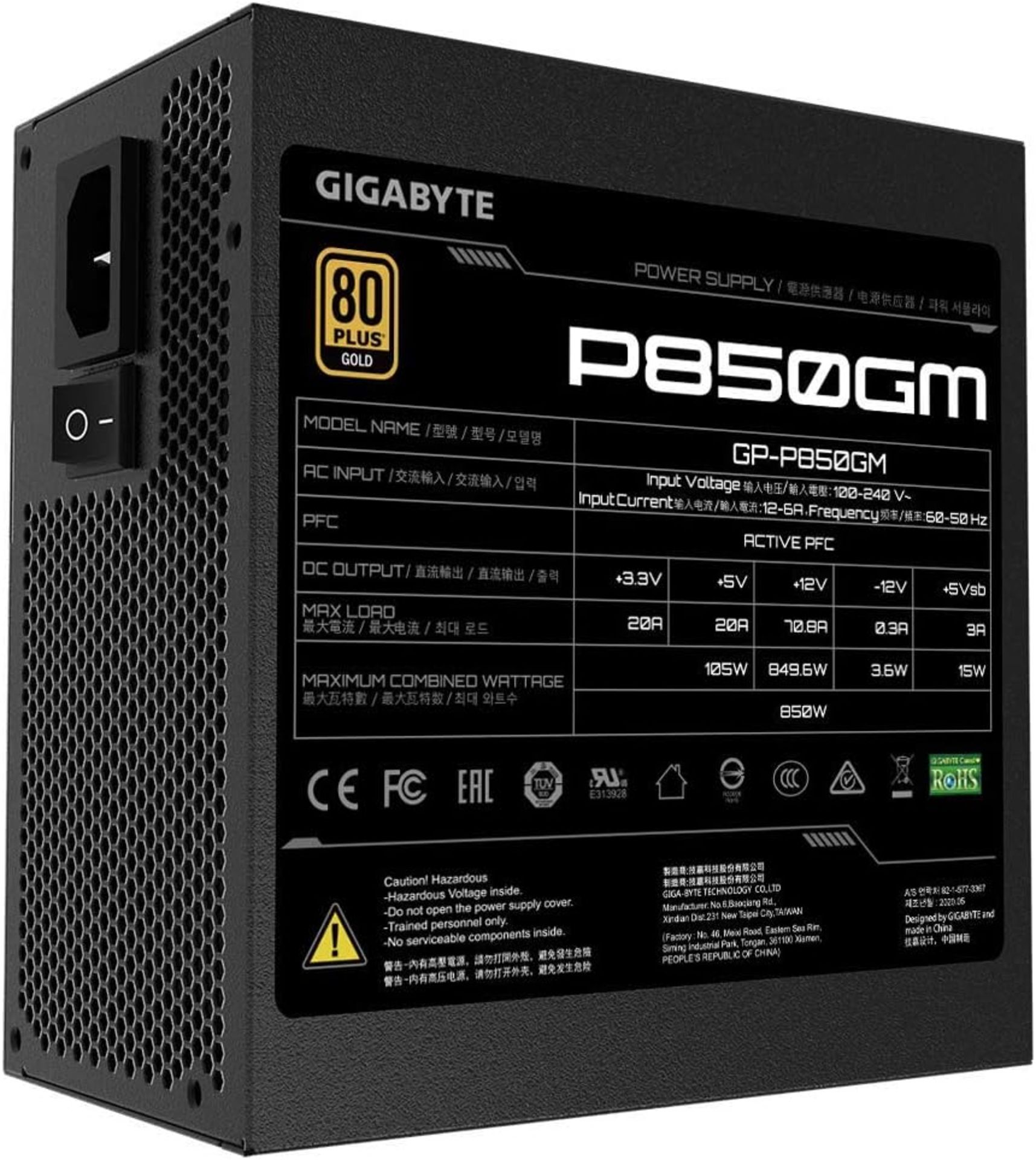 BRAND NEW FACTORY SEALED GIGABYTE P850GM V2 80 Plus Gold Certified PSU. RRP £99.99. FULLY MODULAR - Image 6 of 7