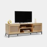 Lena Rattan Large TV Unit. - ER51. Naturally styled interwoven rattan accent the unit’s doors, and a
