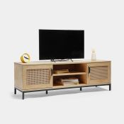 Lena Rattan Large TV Unit. - ER51. Naturally styled interwoven rattan accent the unit’s doors, and a