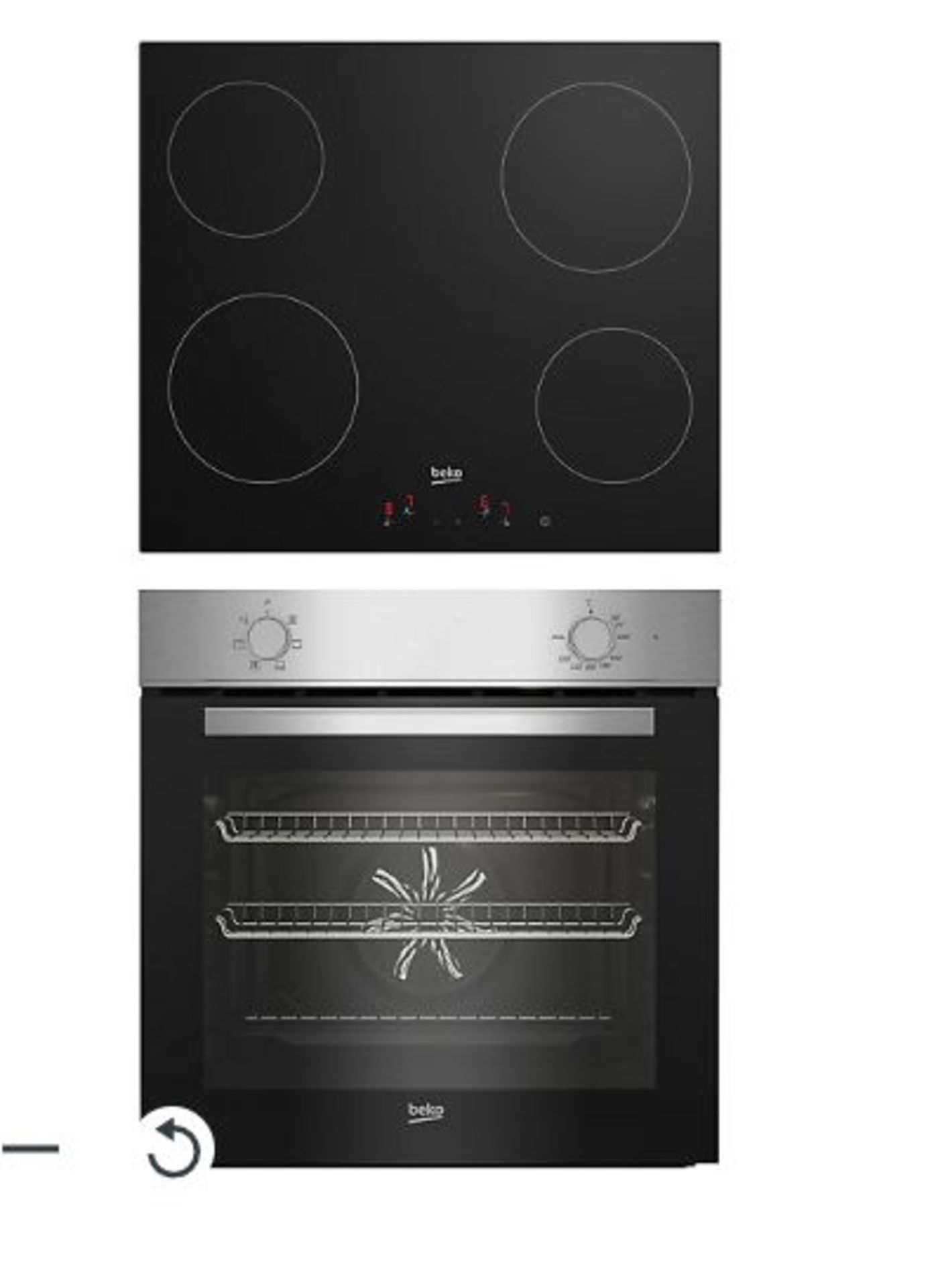 Beko QBSE222X Built-in Multifunction Oven & hob pack - Stainless steel. - ER45. Bake perfect