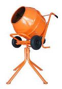 Ideal for mixing concrete and mortar, this corded orange cement mixer has a mixing volume of 90L and