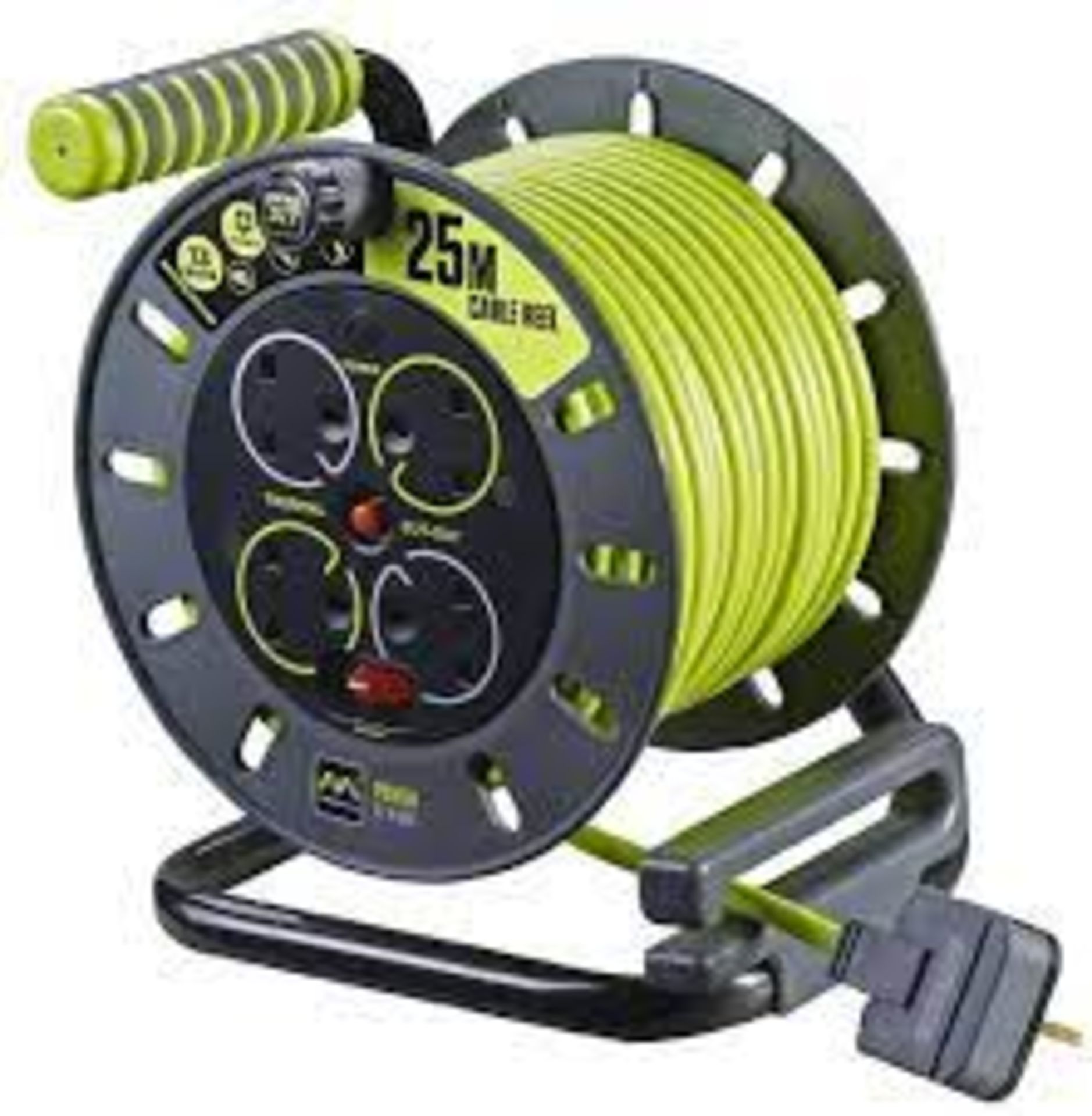 PRO-XT Open Cable Reel 25m 13A 4 Socket - Masterplug. - ER32.