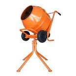 Ideal for mixing concrete and mortar, this corded orange cement mixer has a mixing volume of 90L and