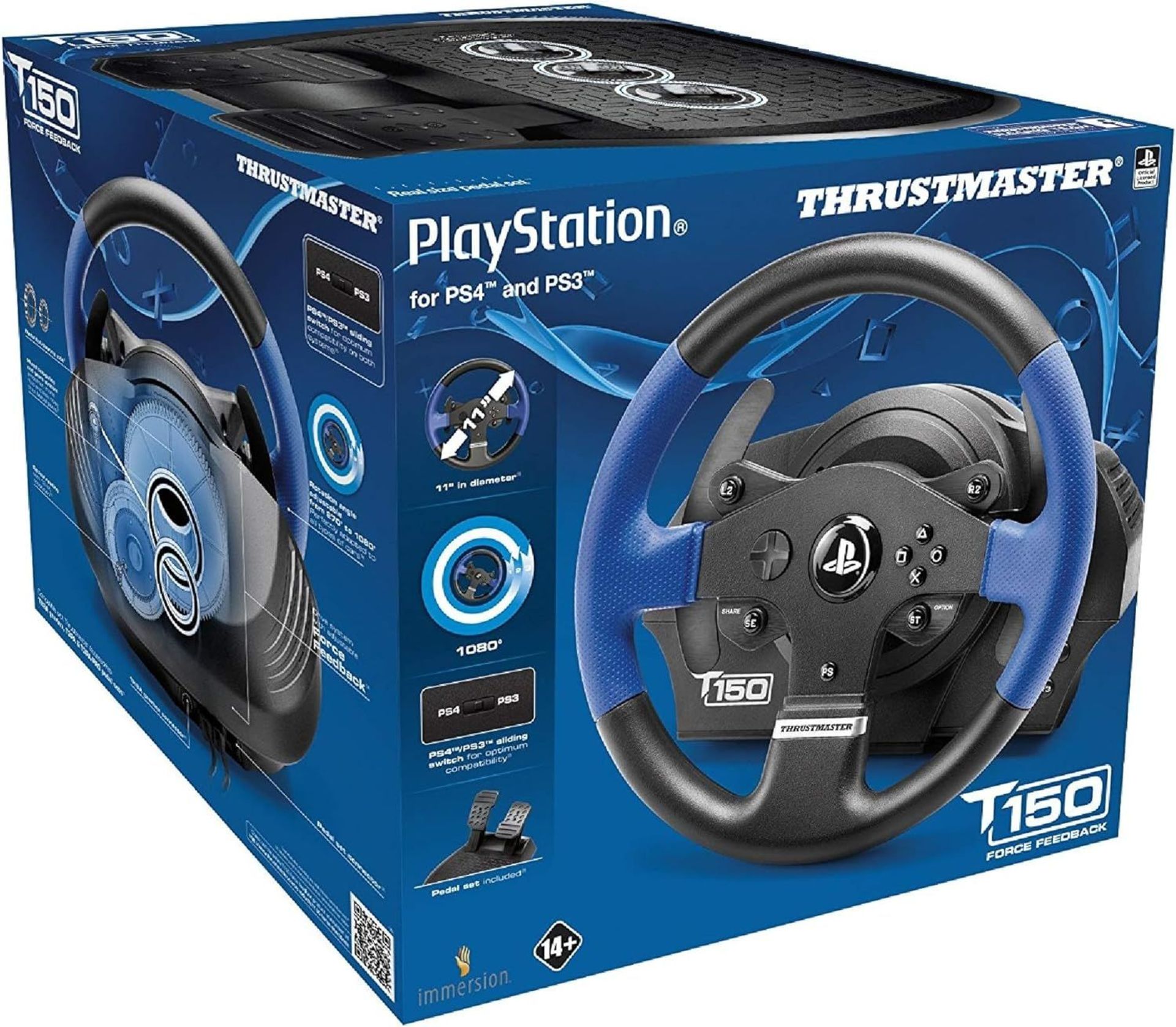 THRUSTMASTER T150 Force Ergonomic Racing Wheel for PS5, PS4 and PC Black, Blue. - RRP £409.00. - - Image 3 of 3