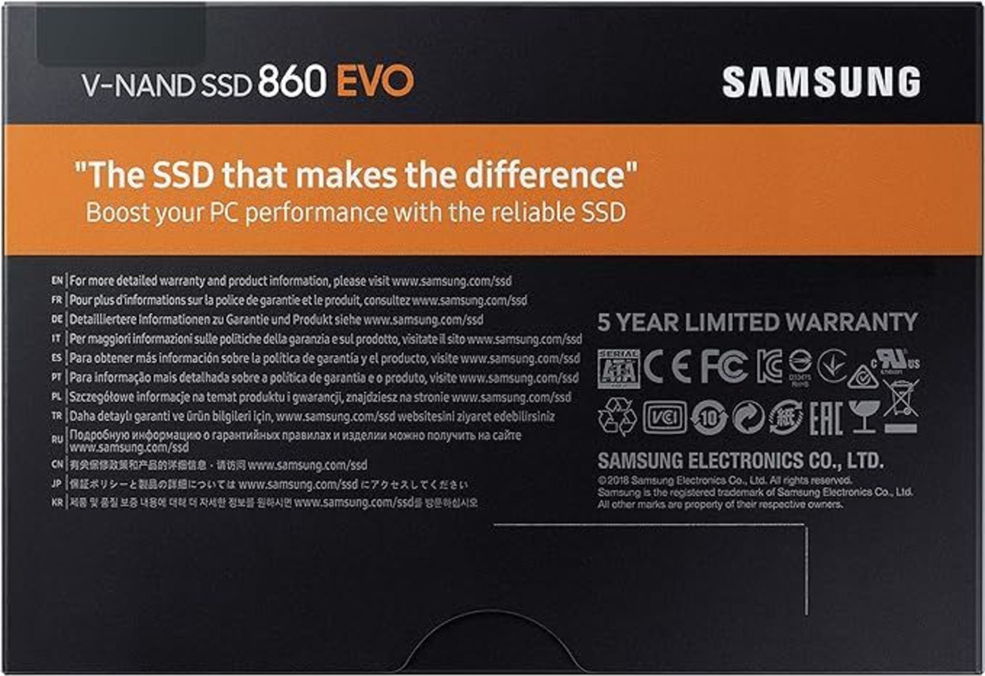 Samsung 860 EVO 500 GB SATA 2.5 Inch Internal Solid State Drive (SSD) (MZ-76E500), black. - ER21. - Image 2 of 2
