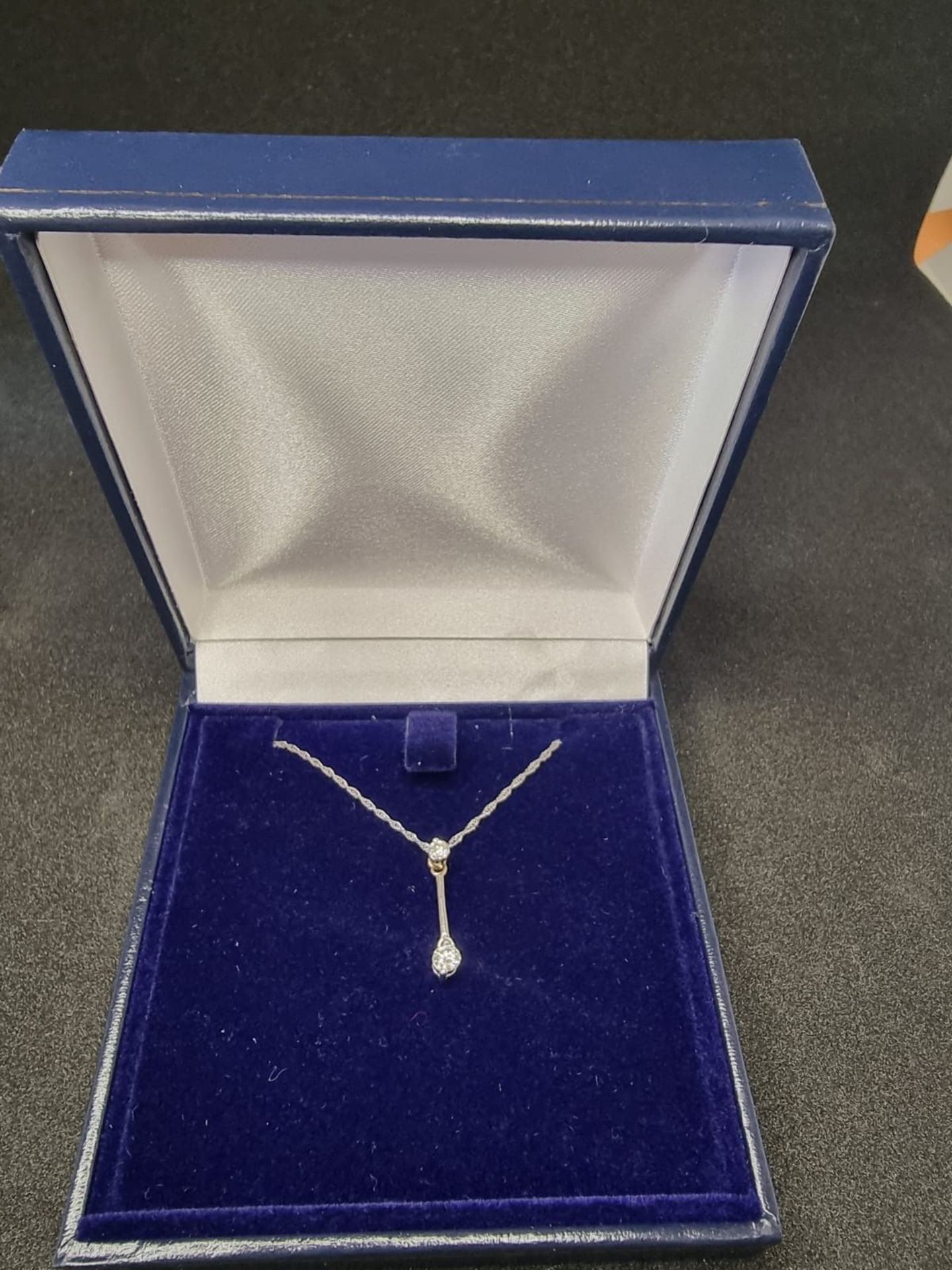 Unique 18 Carat White Gold Necklace with 0.2 Carat Diamond Drop Pendant - Image 2 of 2