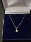 Glamorous 18 Carat White Gold Necklace with 0.4 Carat Diamond Pendant