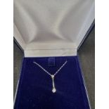 Unique 18 Carat White Gold Necklace with 0.2 Carat Diamond Drop Pendant