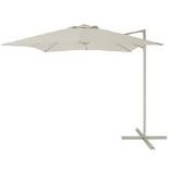 New & Boxed Luxury 2.5m Sand Overhanging Parasol- Sand. This square overhanging parasol provides