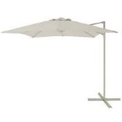 New & Boxed Luxury 2.5m Sand Overhanging Parasol- Sand. This square overhanging parasol provides