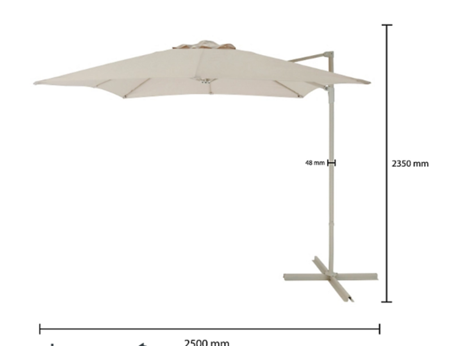 TRADE LOT 4 x New & Boxed Luxury 2.5m Sand Overhanging Parasols - Sand. This square overhanging - Image 8 of 8