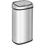 HOMCOM 68L Sensor Dustbin Stainless Steel Automatic Kitchen Waste Bin Silver. - R13a.5. Touch-free