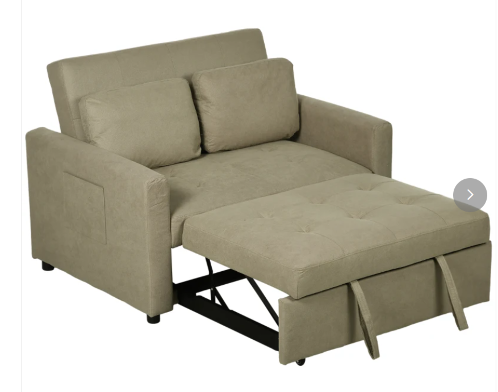 HOMCOM Loveseat Sofa Bed, Convertible Bed Settee with 2 Cushions, Side Pockets for Living Room,