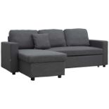 HOMCOM 3 Seater Corner Sofa Bed with Storage, L Couches for Living Room with Chaise Lounge, Double