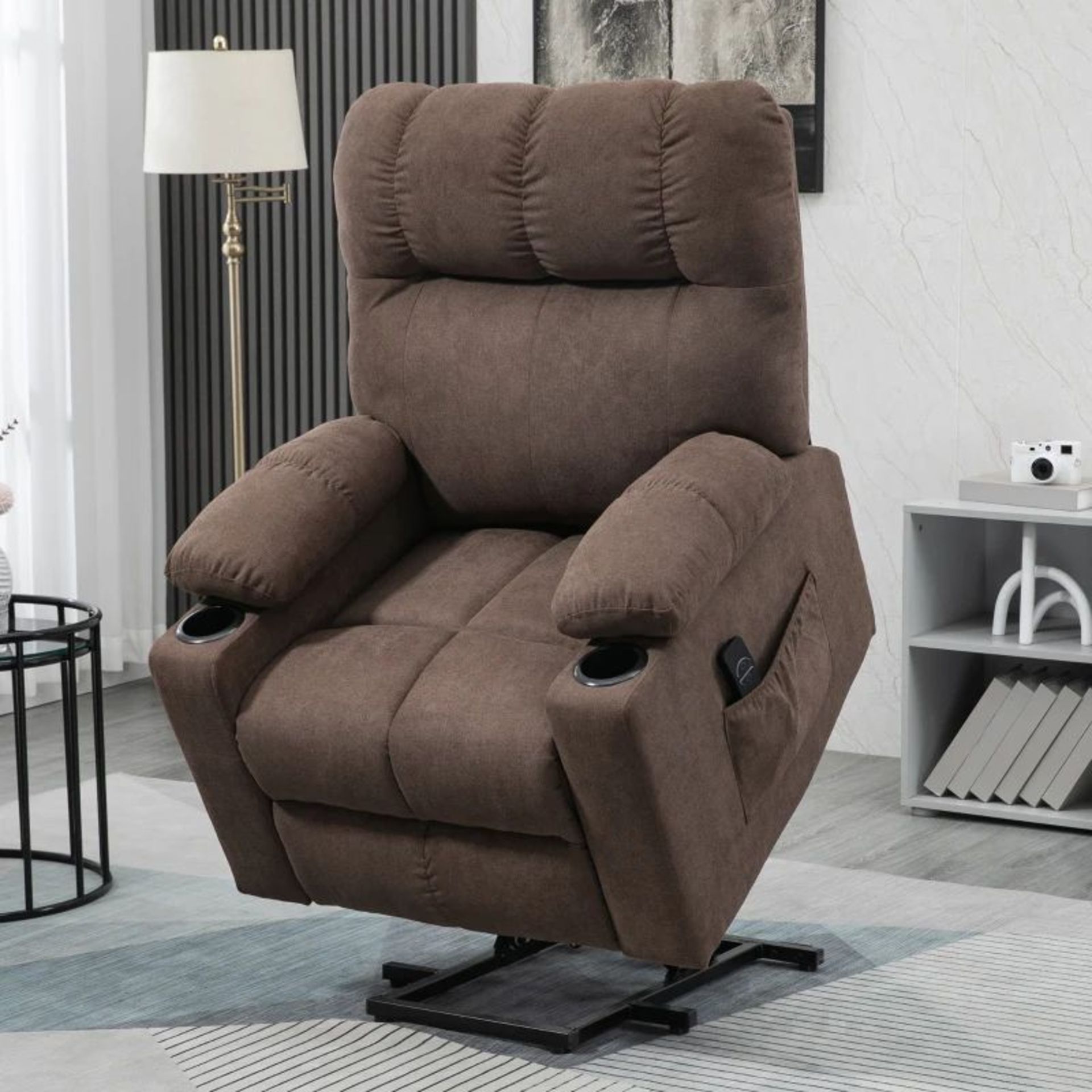 HOMCOM Electric Riser and Recliner Chair Luxury, Power Lift Recliner Chair with Remote Control, Dark - Image 4 of 4