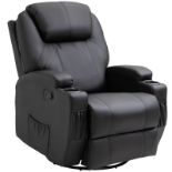 HOMCOM Recliner Armchair Massage Swivel PU Leather Reclining Chairs with Adjustable Leg Rest, Cup