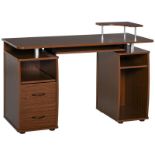 HOMCOM Computer Desk Office PC Table Workstation with Keyboard Tray, CPU Shelf, Drawers, Sliding