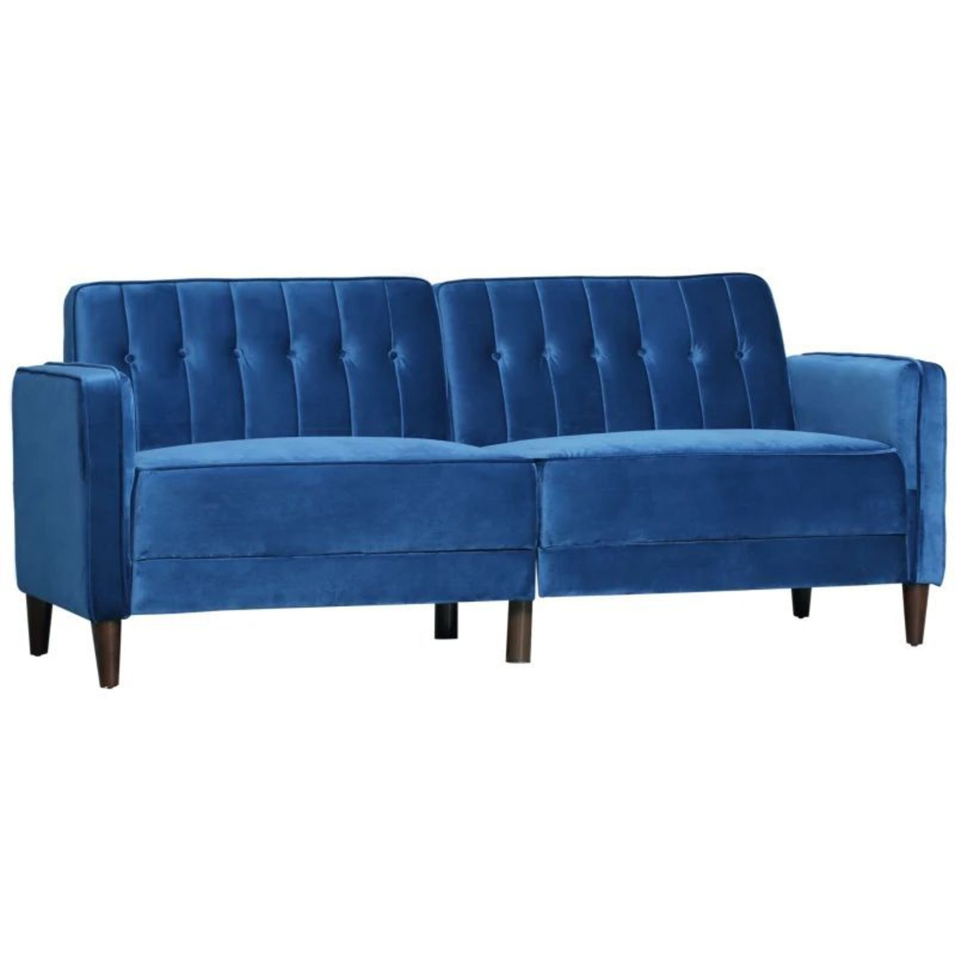 HOMCOM Modern Convertible Sofa Futon Velvet-Touch Tufted Couch Compact Loveseat with Adjustable - Image 3 of 4