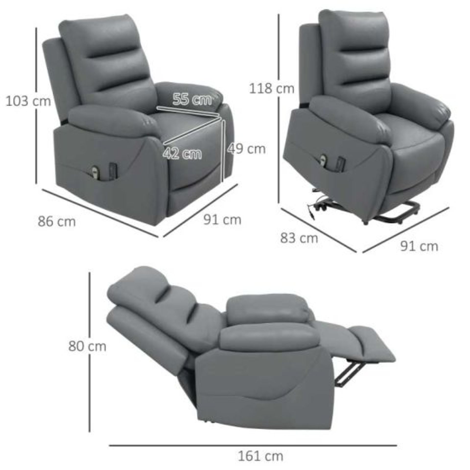 HOMCOM Oversized Electric Rise Recliner Chair with Vibration Massage. - Rack . RRP £405.00. Four - Image 2 of 2