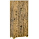 HOMCOM Farmhouse 4-Door Cabinet, Freestanding Tall Cupboard with Storage Shelves for Bedroom &