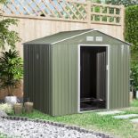 Outsunny 9 x 6ft Garden Metal Storage Shed, Outdoor Storage Tool House with Ventilation Slots, Floor