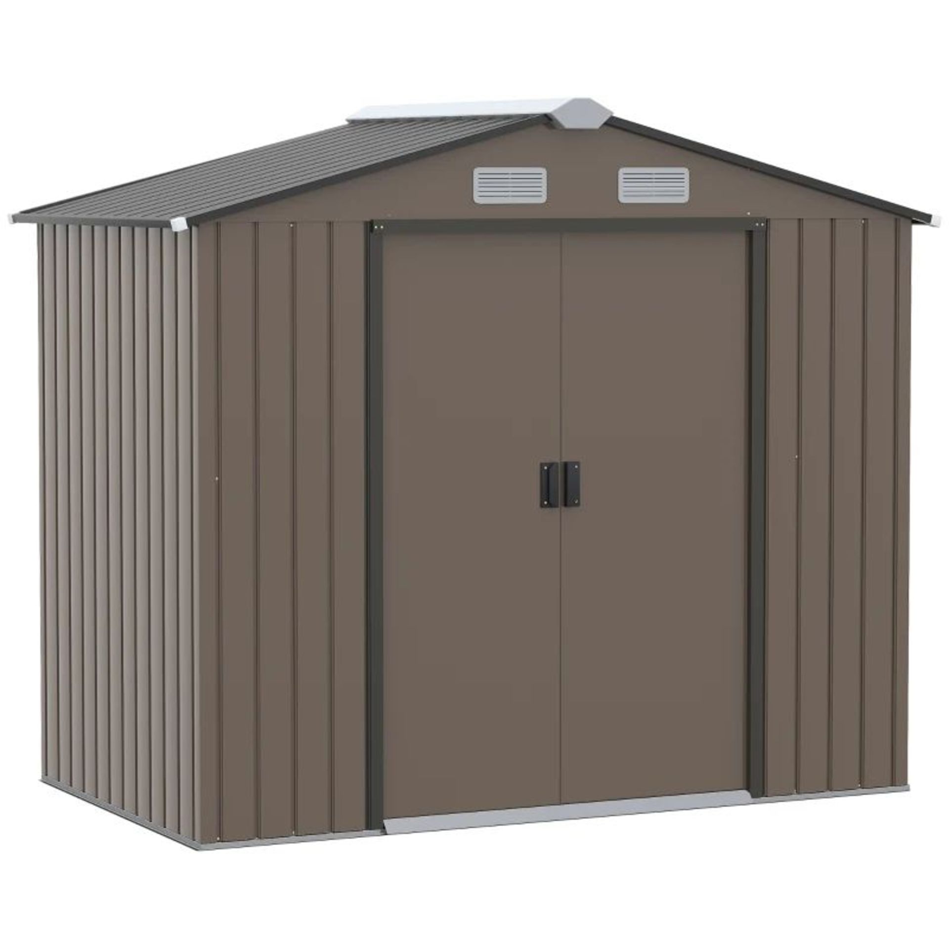 Outsunny 7 x 4ft Garden Metal Storage Shed, Outdoor Storage Tool House with Ventilation Slots, Floor