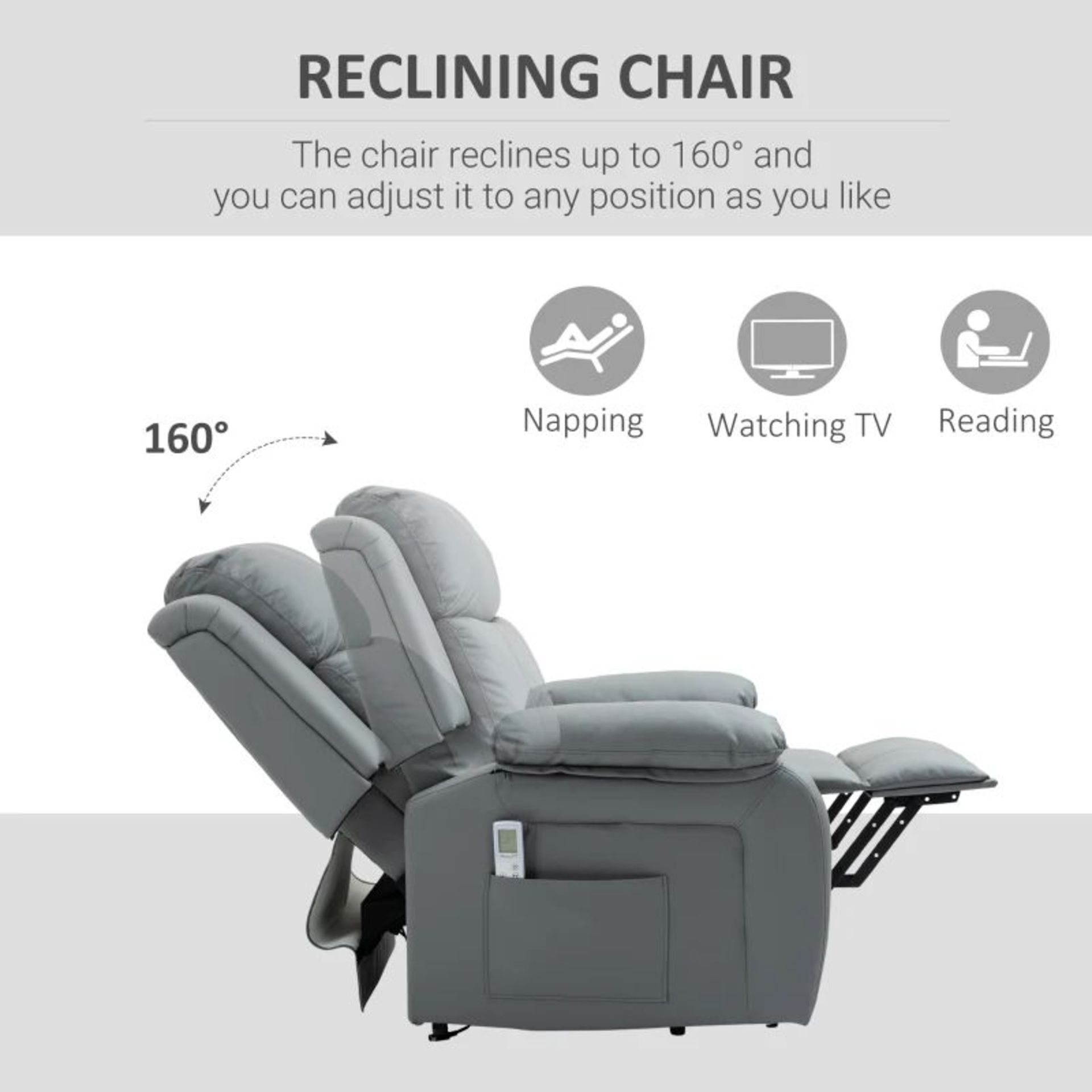 HOMCOM Electric Power Lift Recliner Chair Vibration Massage Reclining Chair with Remote Control - Image 2 of 2