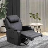HOMCOM PU Leather Swivel Massage Recliner Chair - Black. - R13a.7. It can be manually reclined