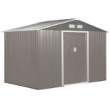 Outsunny 9 x 6FT Outdoor Garden Roofed Metal Storage Shed Tool Box with Foundation Ventilation &