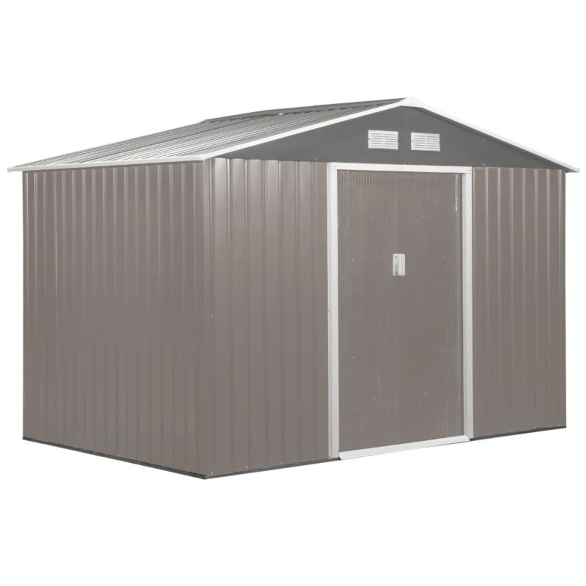 Outsunny 9 x 6FT Outdoor Garden Roofed Metal Storage Shed Tool Box with Foundation Ventilation &