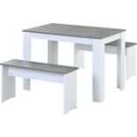 BTM Dining Table with 2 benches Dining Table Set for Kitchen, Dining Room, Small Space Artificial