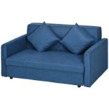 HOMCOM 2 Seater Sofa Bed, Convertible Bed Settee, Modern Fabric Loveseat Sofa Couch with 2 Cushions,