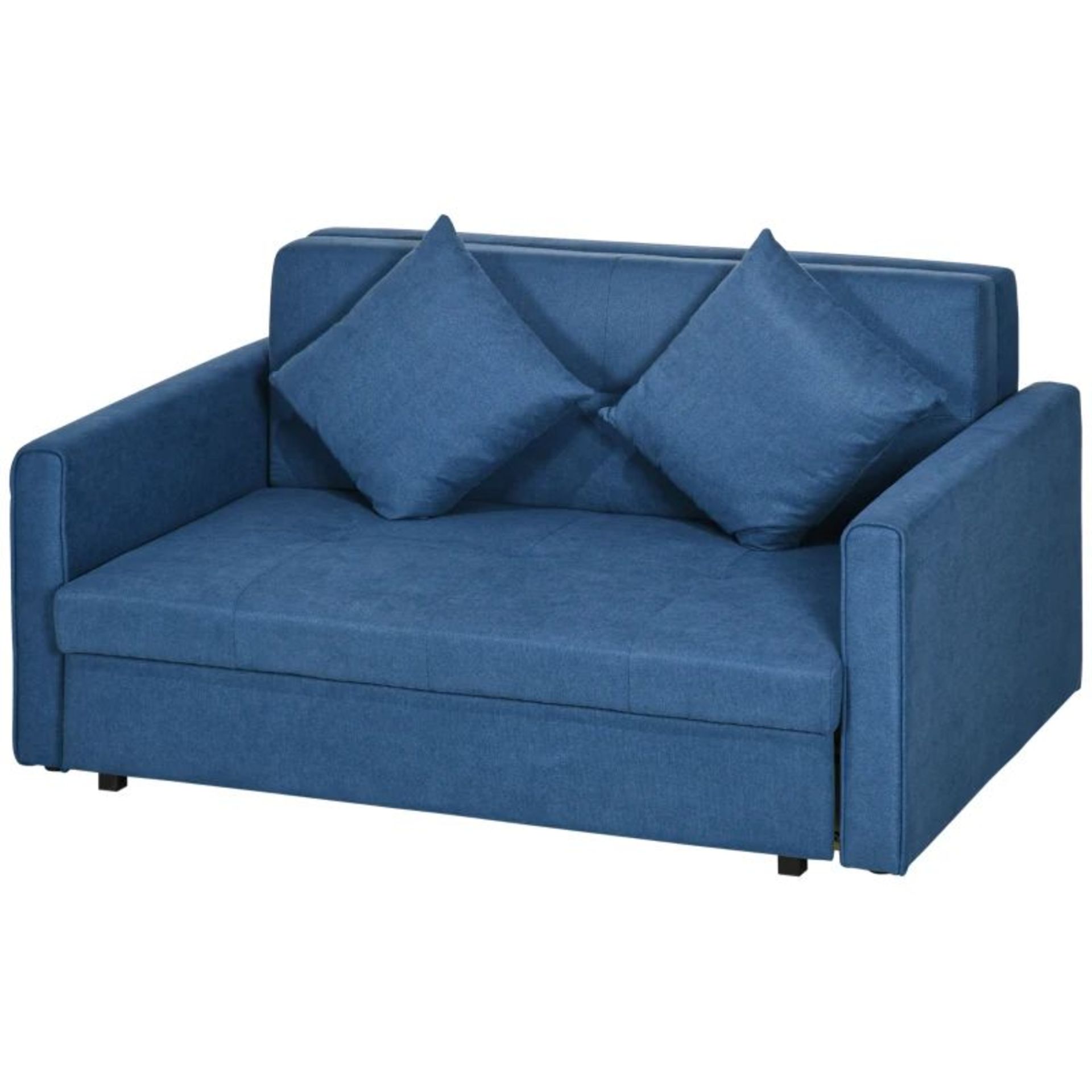 HOMCOM 2 Seater Sofa Bed, Convertible Bed Settee, Modern Fabric Loveseat Sofa Couch with 2 Cushions,