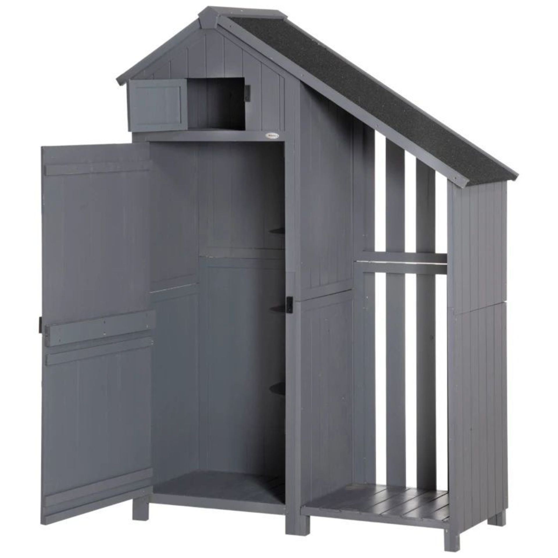 Outsunny Garden Outdoor Storage Shed Outdoor Tool Shed with 3 Shelves and Tilt Roof, 129x51.5x180cm, - Image 2 of 2