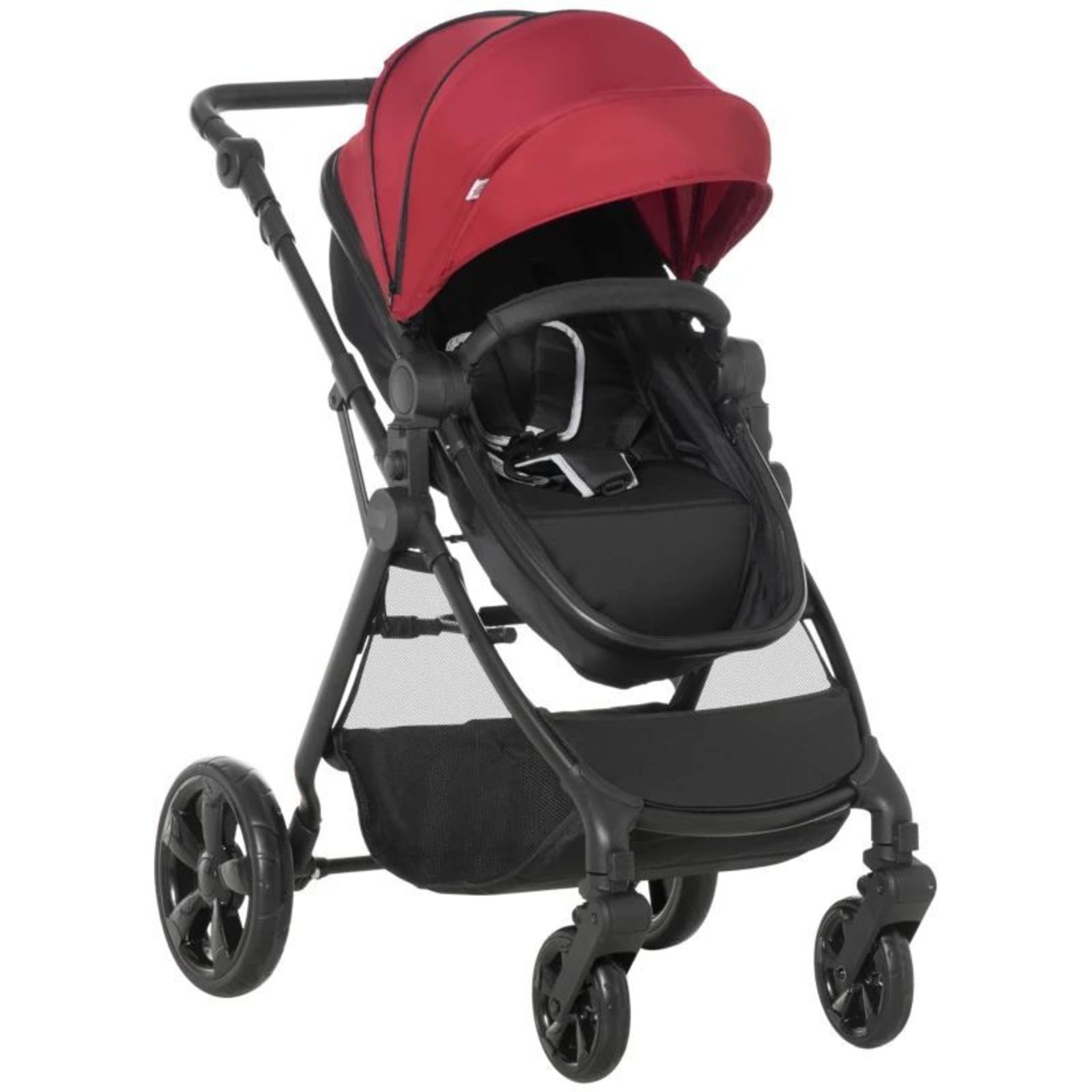 HOMCOM Foldable Baby Stoller, with Reclining Backrest, Adjustable Canopy, for Ages 0-36 Months - - Image 2 of 2