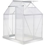 6 x 4 FT Walk-In Greenhouse Polycarbonate Panels Aluminium Frame w/ Sliding Door Adjustable Window