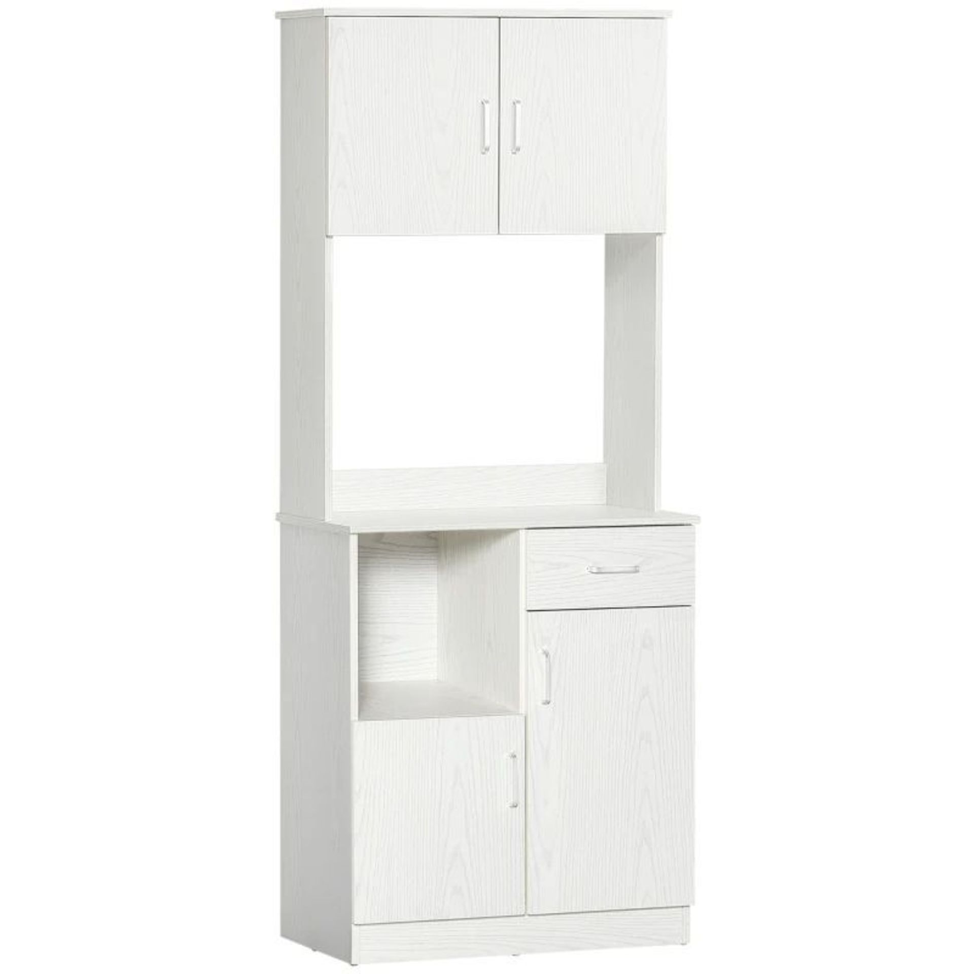 HOMCOM Freestanding Kitchen Cupboard, Modern Kitchen Storage Cabinet with Doors, Microwave Counter - Image 2 of 2