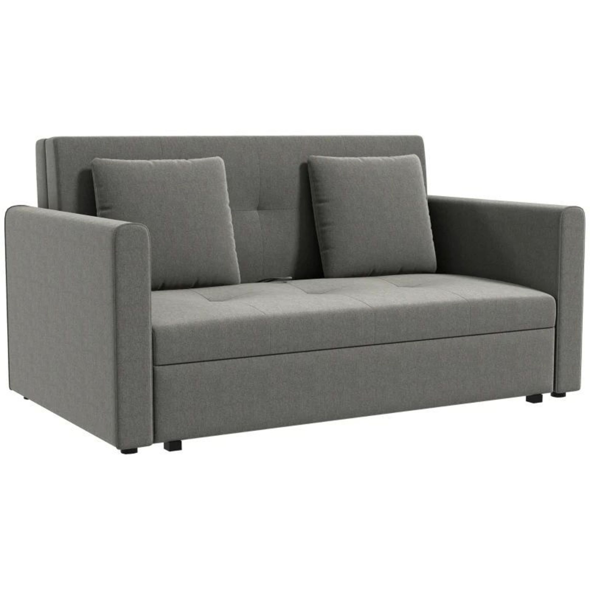 HOMCOM 2 Seater Sofa Bed, Convertible Bed Settee, Modern Fabric Loveseat Sofa Couch with 2 Cushions, - Image 3 of 4