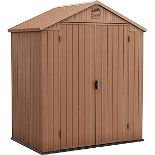 Keter Darwin Outdoor Apex Double Door Garden Storage Shed 6 X 4ft Brown Wood Look And Feel | Fade