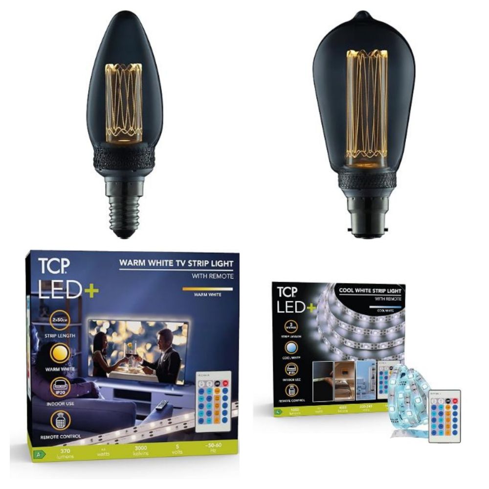 Brand New Boxed Premium TCP Lighting Including Bulbs and Strip Lights In Various Designs. Delivery Available