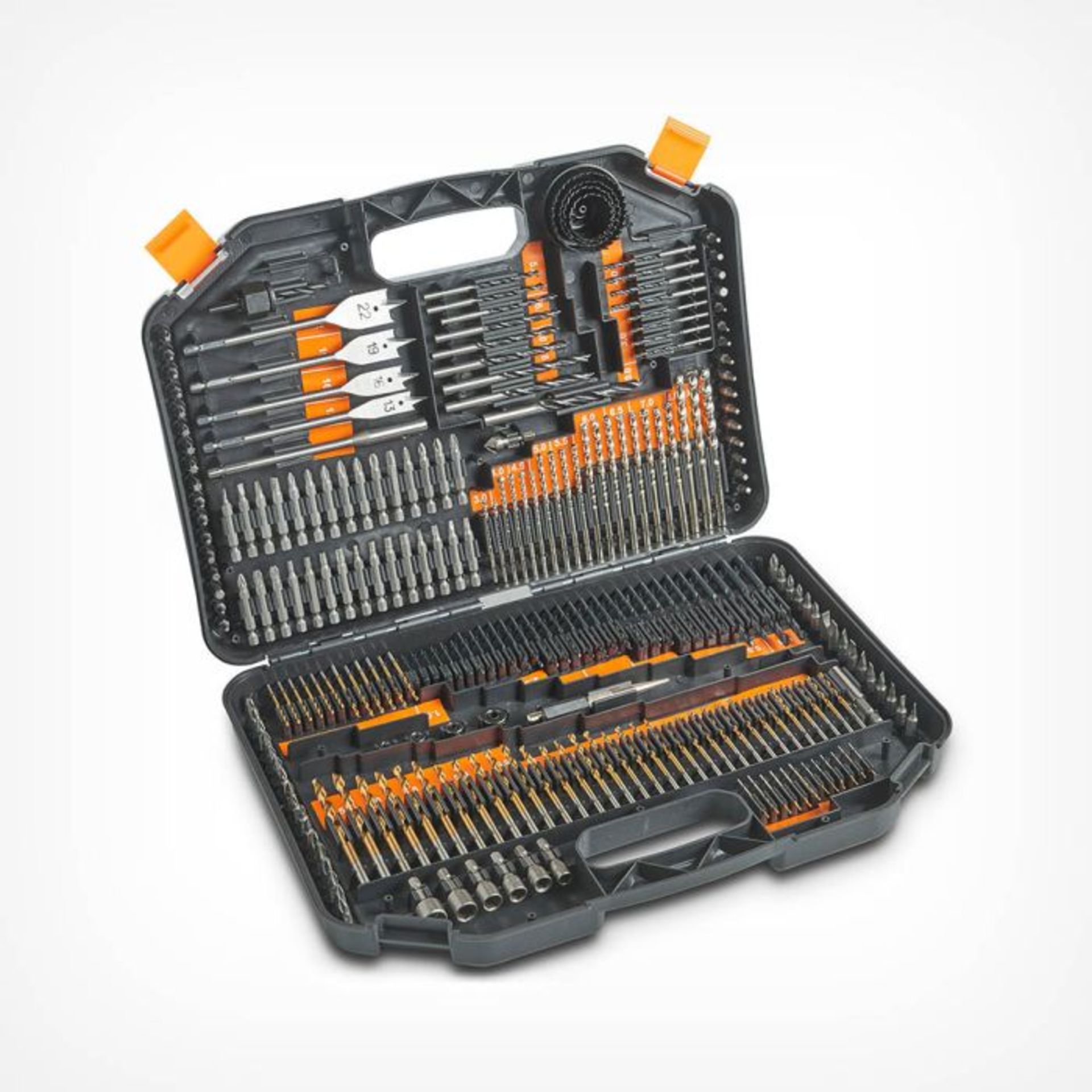 246pc Drill Bit Set. - ER42. Heat-treated steel bits are manufactured using chrome vanadium for