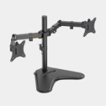 Dual Arm Desk Mount with Stand. - ER43. Holds two 17-32” television or monitor screens up to 8kgs/