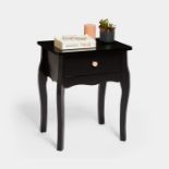 Sophia Black Bedside Table. - ER43. Featuring a drawer for storage, neatly organise your room and