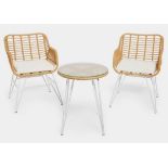 2 Seater Ivory Rattan Garden Bistro Set/ - ER42.