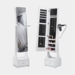 White LED Jewellery Armoire with Mirror. - ER43. To the front, the full-length infinity-edged mirror