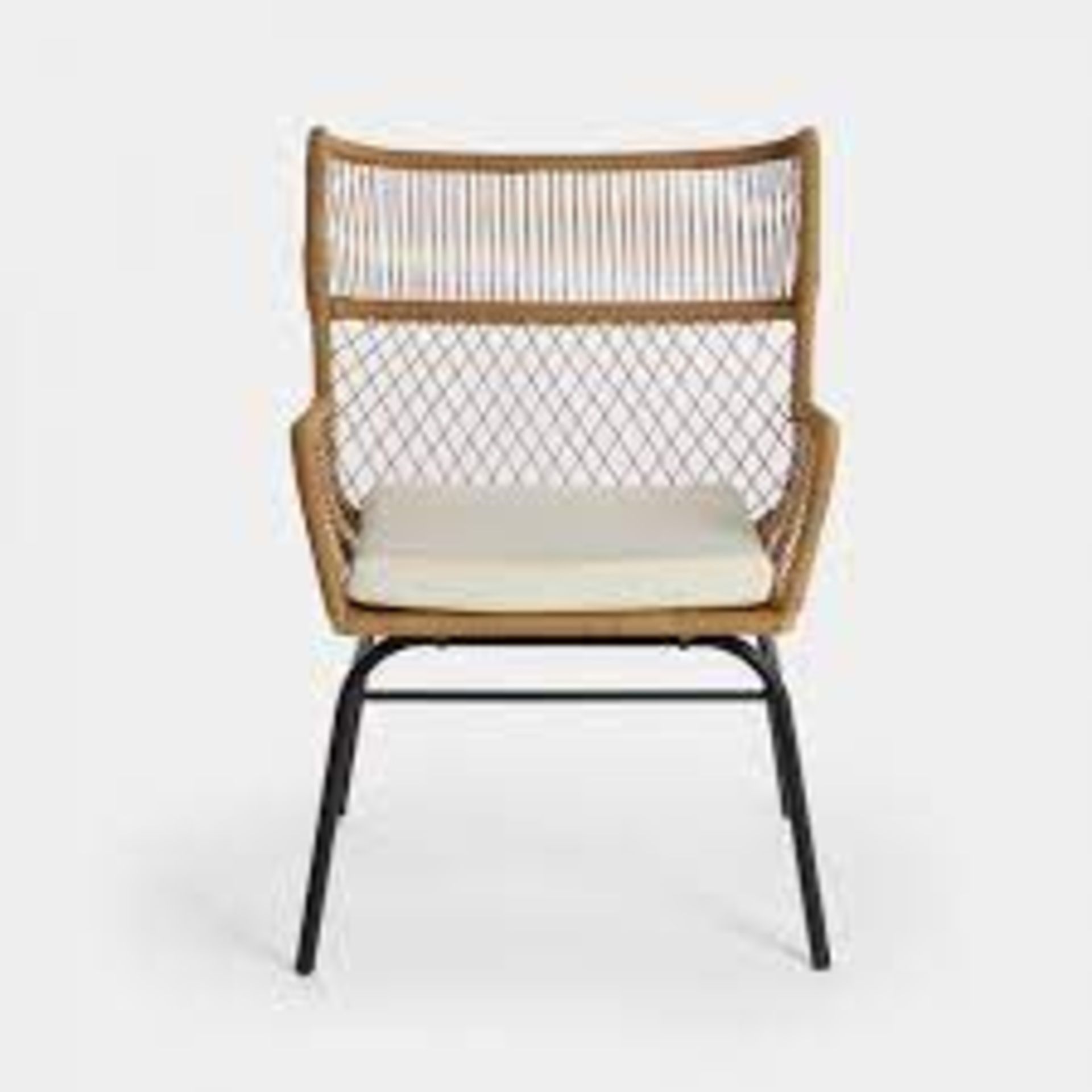 Wingback Cane Style Rattan Chair. - ER42. In a traditional cane design and natural wood colour,