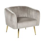 Laconia Velvet Armchair Grey. - ER24. RRP £329.99. Rely on luxury, security and a noble ambience and