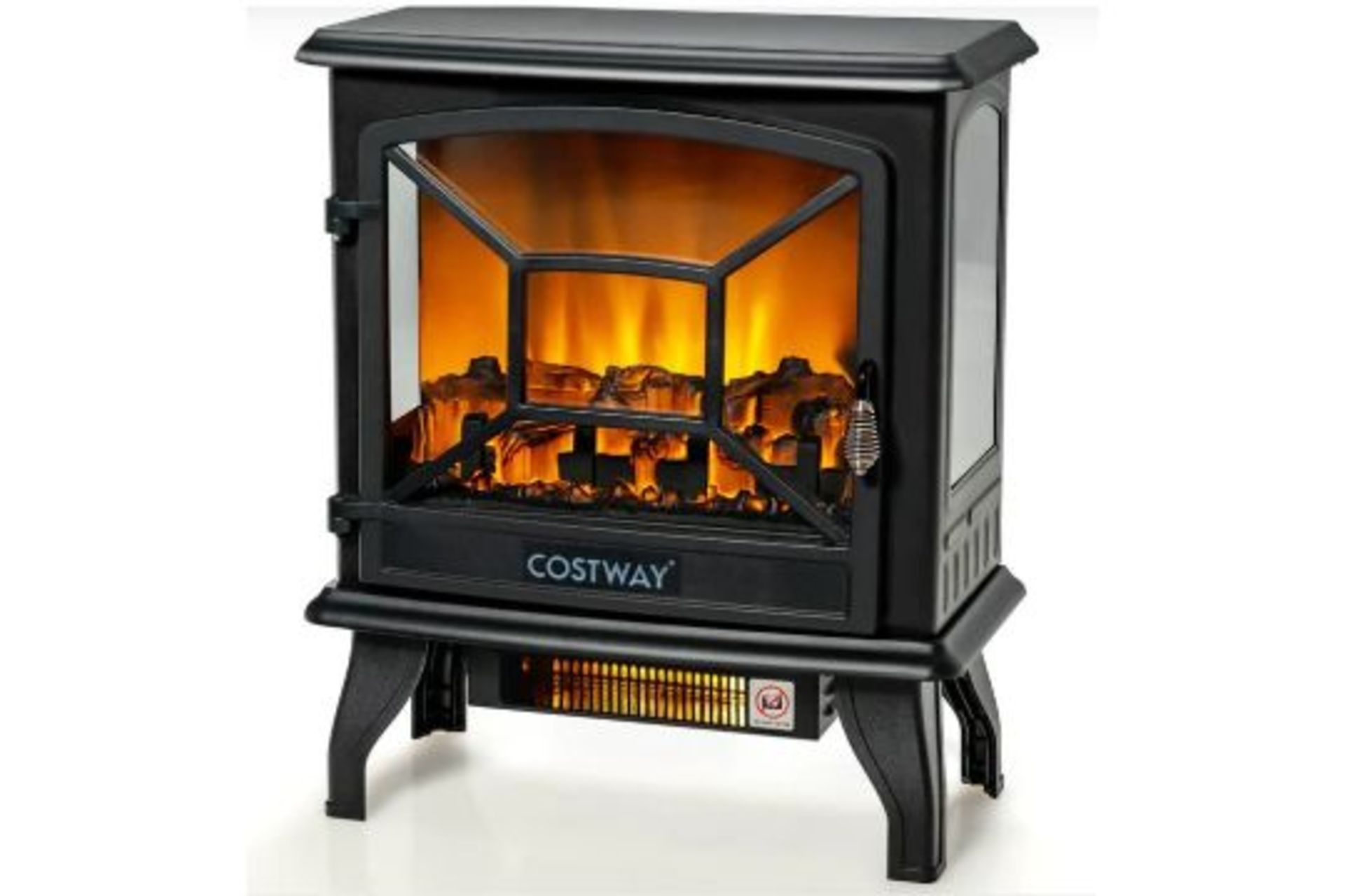 1800W FREESTANDING INDOOR ELECTRIC SPACE HEATER-BLACK. - R14.2. This freestanding fireplace will