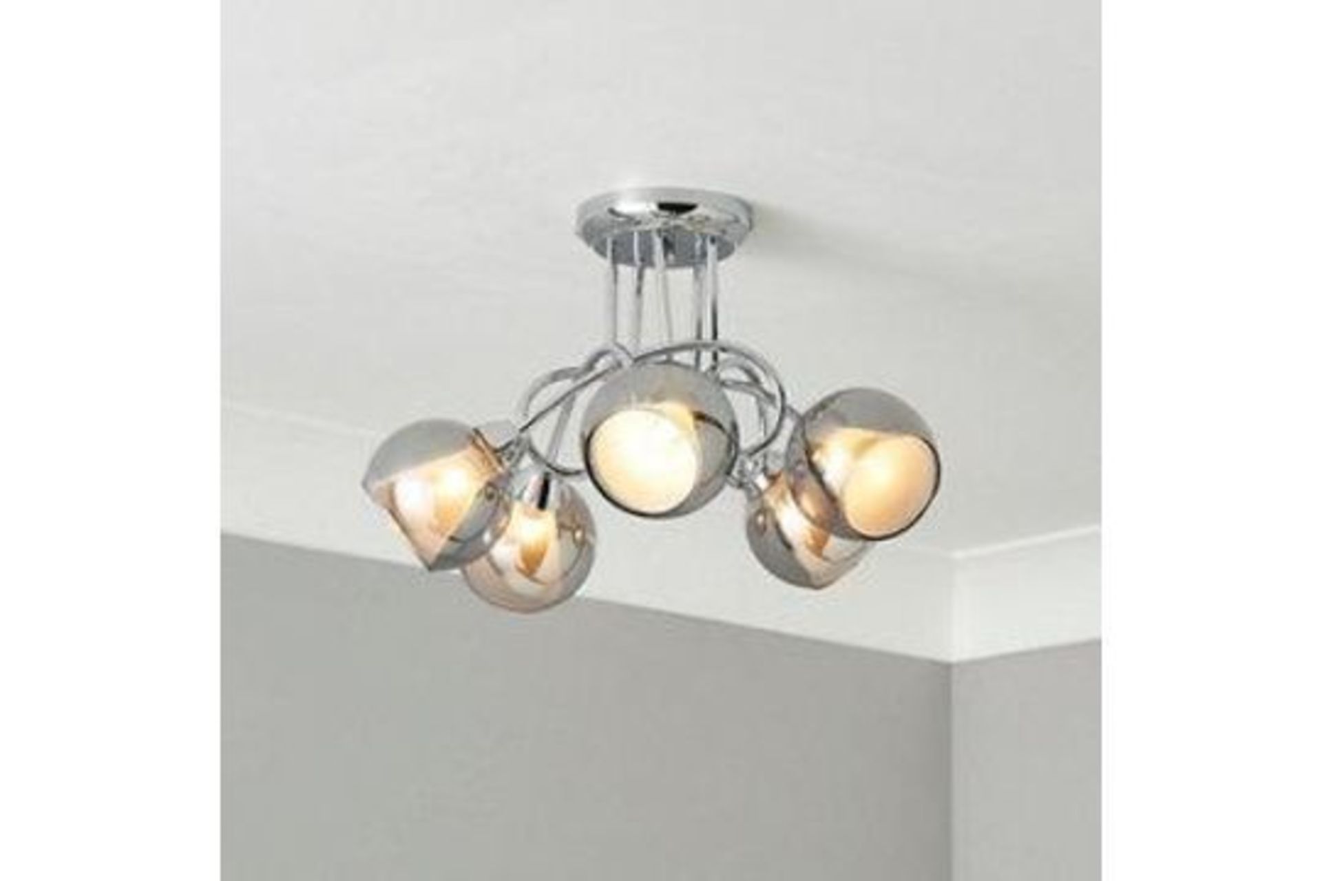 Inlight Elevate Chrome & Smoked Glass Effect 5 Lamp Ceiling Light - R14.8.