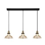 Lighting Collection Freeport Amber & Brass 3 Light Bar Pendant. - R14.10. The Frankfurt 3 light